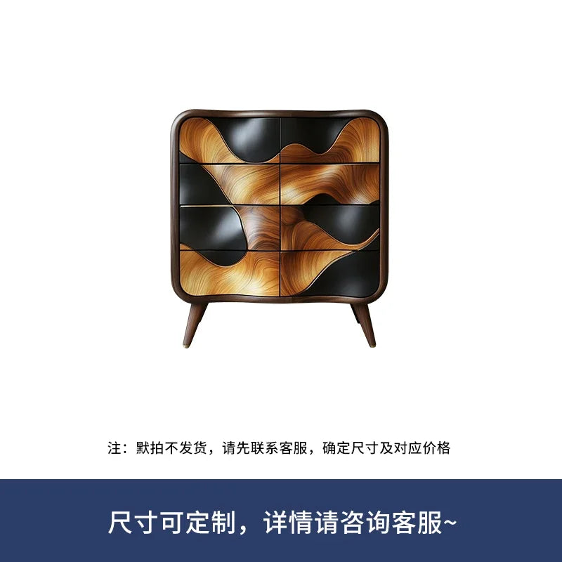 Kh Retro Italian pure solid wood design furniture, entrance cabinet, villa living room decoration cabinet, bedroom storage cabin