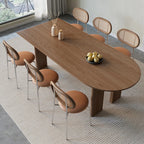 Dining table with chairs in a modern room setting