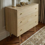 Minimalist Mango Wood Light Oak Oslo Chest of 3 Drawers