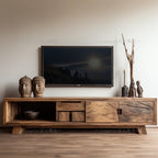 Japanese Wabi-Sabi Style Solid Wood TV Stand Nordic Retro B&B Storage TV Rack Designed Low Cabinet Home Furniture Muebles FYST