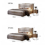 Luxury King Size Leather Storage Bed – Modern Solid Wood Frame