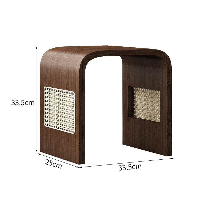 Wooden pet bed with dimensions indicated on a white background