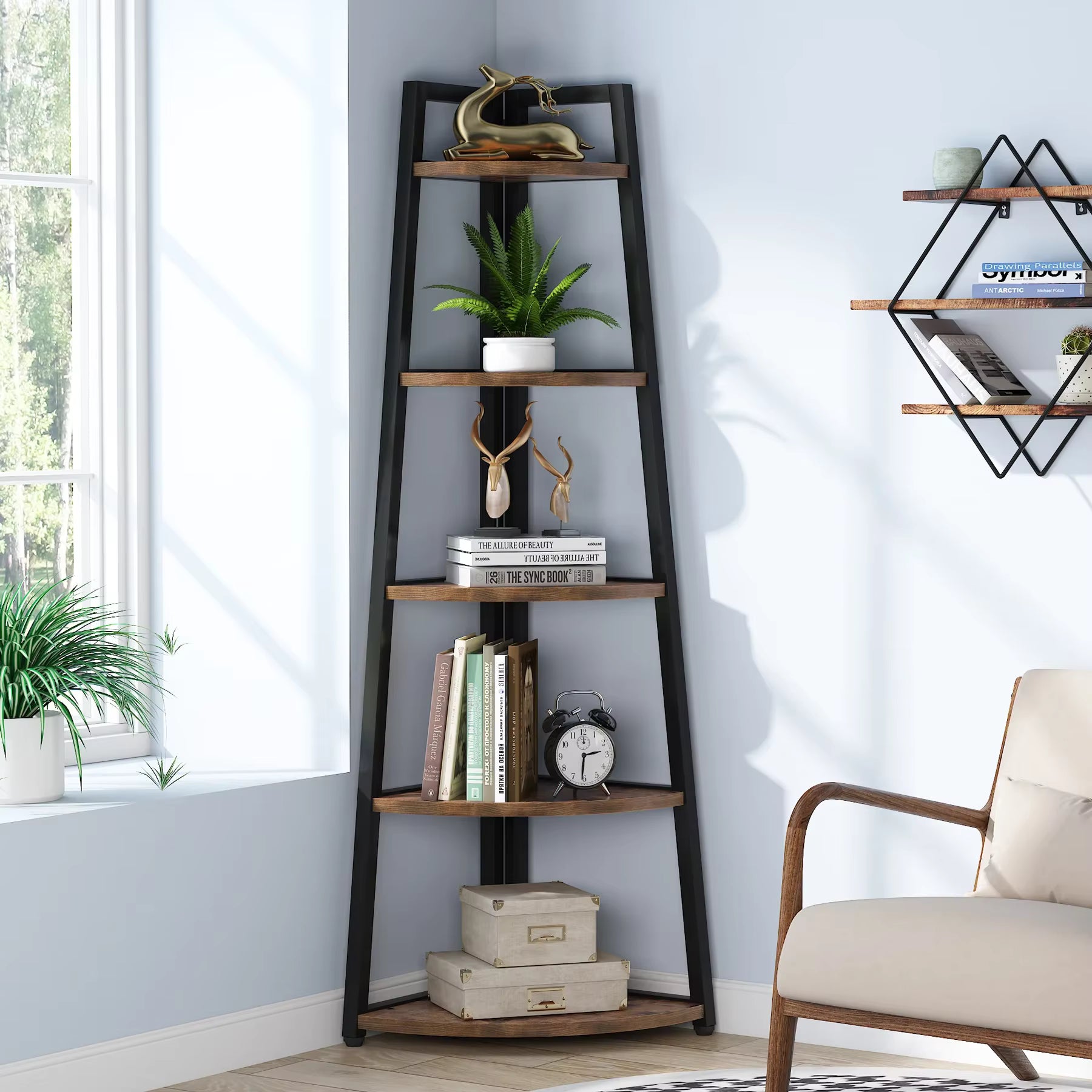 The JC Wood Bookshelf Corner Rack
