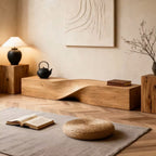 Solid Wood Bench | Wabi-Sabi Pine Wood Entryway & Dining Bench