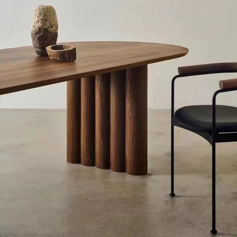 Italian Designer Round Dining Table with Premium Solid Oak Wood Construction