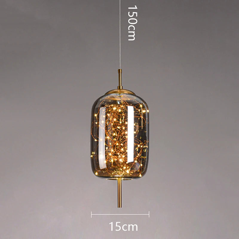 Modern Starry Sky Glass LED Pendant Light – Luxury Hanging Ceiling Lamp