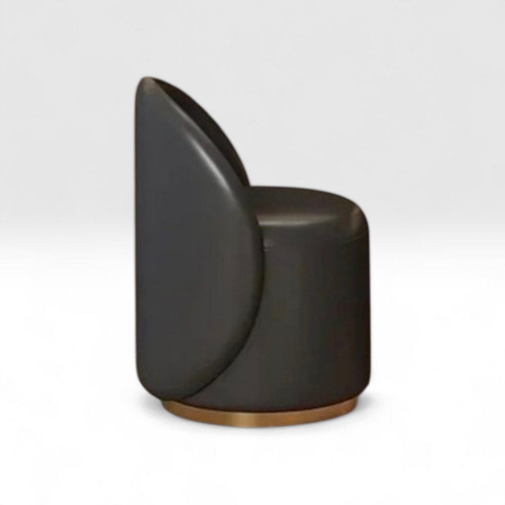 Black cylindrical container with a gold base on a white background