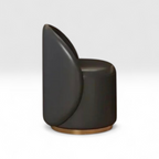 Black cylindrical container with a gold base on a white background