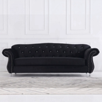Luxury Chesterfield Velvet Sofa – Dark Grey & Black
