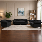 Luxury Chesterfield Velvet Sofa – Dark Grey & Black