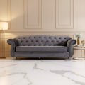 Luxury Chesterfield Velvet Sofa – Dark Grey & Black