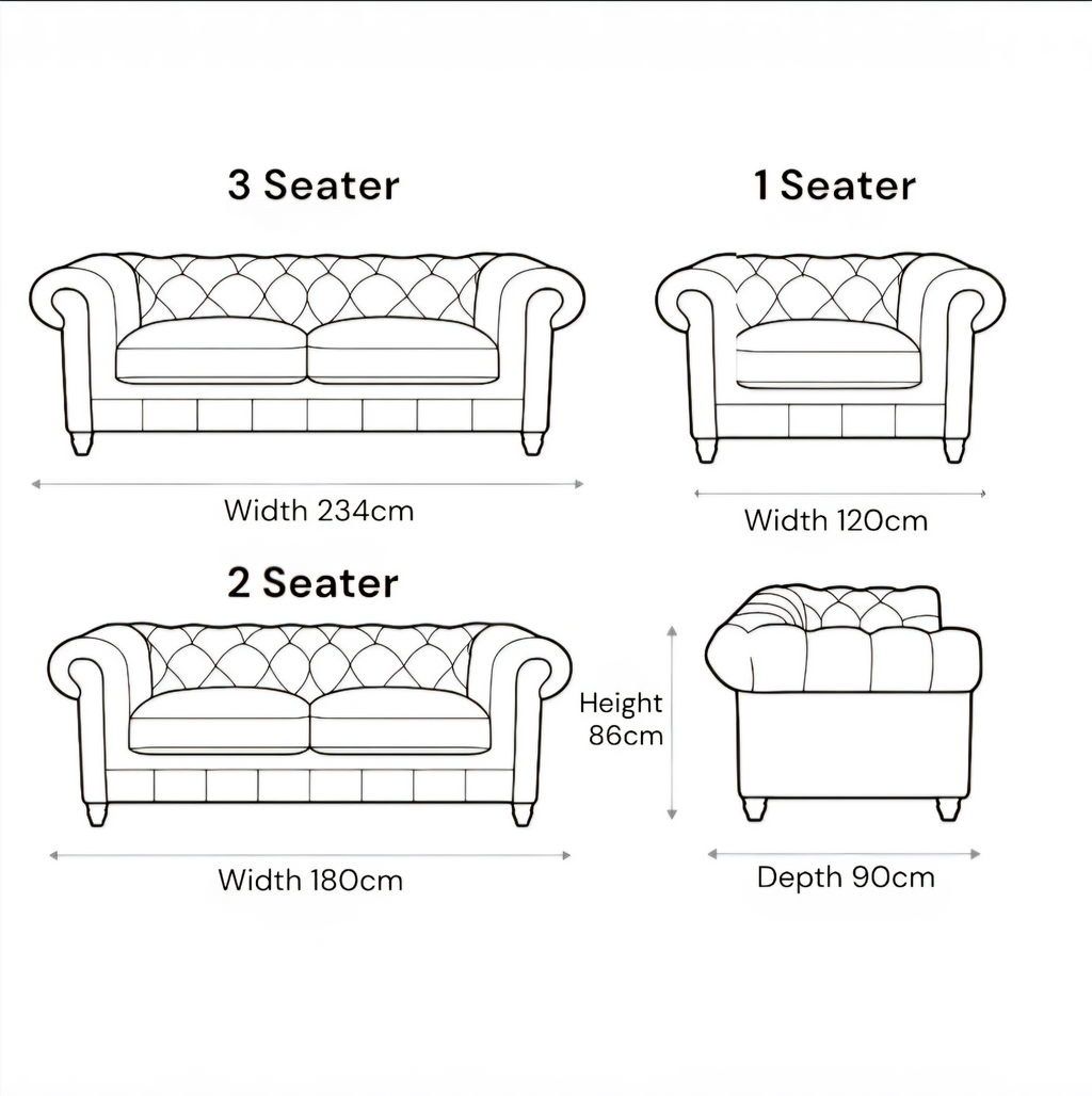 Luxury Chesterfield Velvet Sofa – Dark Grey & Black
