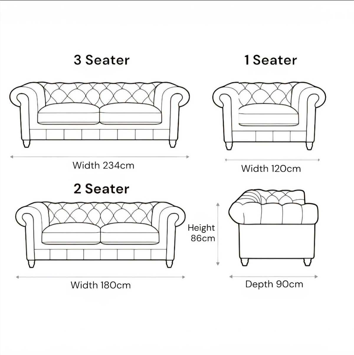 Luxury Chesterfield Velvet Sofa – Dark Grey & Black