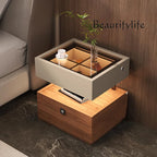 X Fingerprint Lock USB Induction Lamp Nightstands Room Storage Drawers Bedsides Table Luxury Side Mesa De Noche Bedroom Furnitur