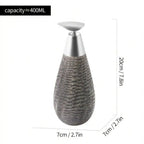 Decorative bottle with textured design and measurements on a white background