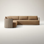 Beige sectional sofa on a white background