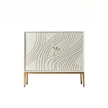 Decorative cabinet with wavy pattern on a white background