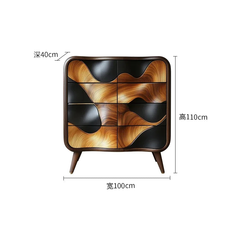 Kh Retro Italian pure solid wood design furniture, entrance cabinet, villa living room decoration cabinet, bedroom storage cabin