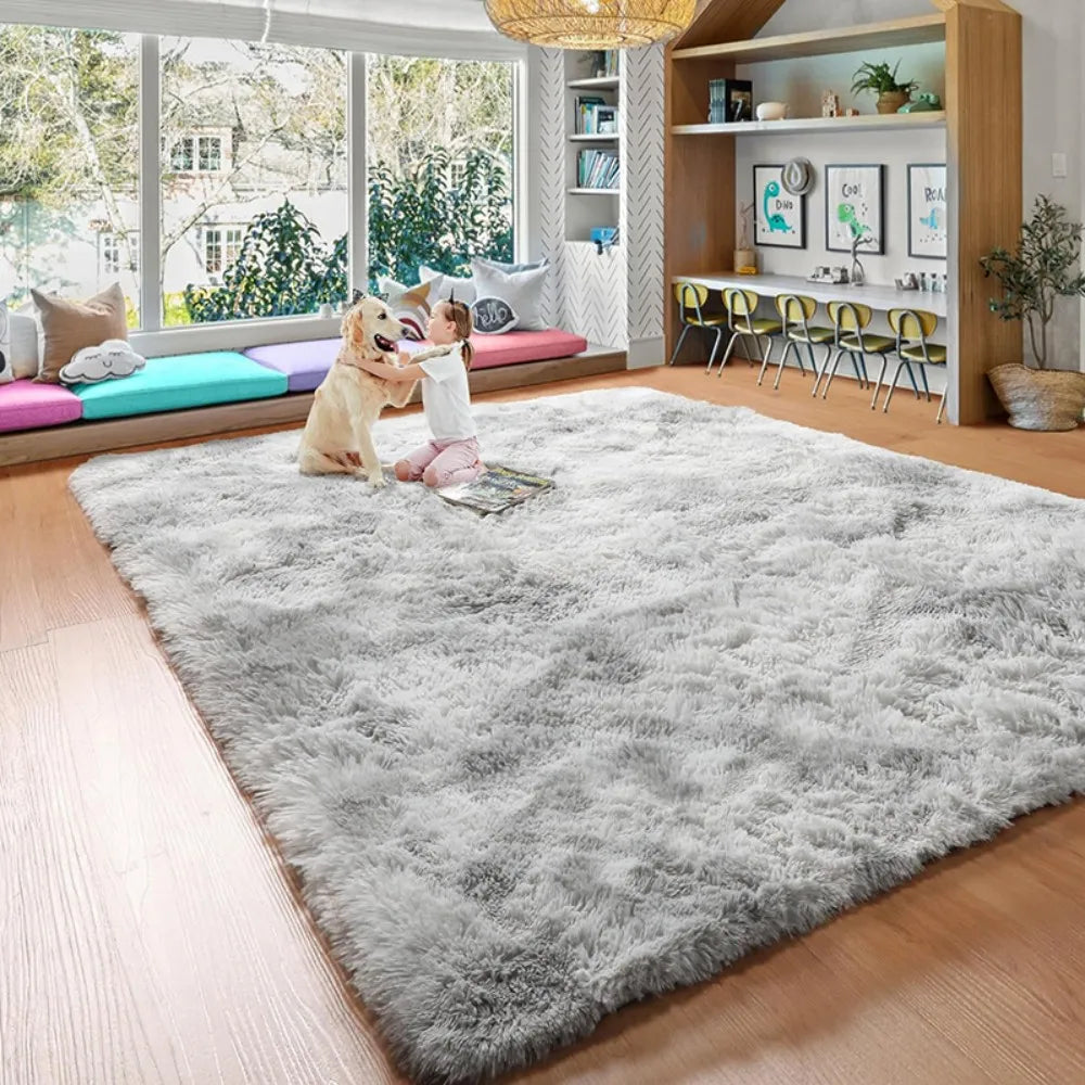VIKAMA Plush Tie-Dye Carpet Living RoomHome Decor Children's Bedroom Fluffy Carpet Non-Slip Blanket Bedside Design Room Play Mat