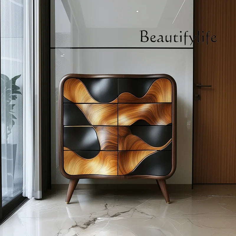 Kh Retro Italian pure solid wood design furniture, entrance cabinet, villa living room decoration cabinet, bedroom storage cabin