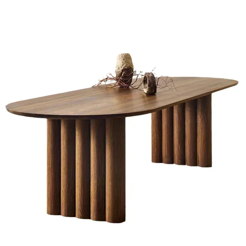 Italian Designer Round Dining Table with Premium Solid Oak Wood Construction