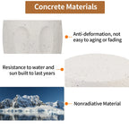 Concrete material properties with text on durability and resistance to elements.