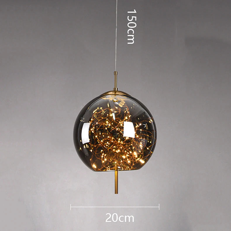 Modern Starry Sky Glass LED Pendant Light – Luxury Hanging Ceiling Lamp