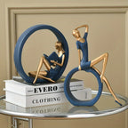 Modern Resin Reading Girl Sculpture