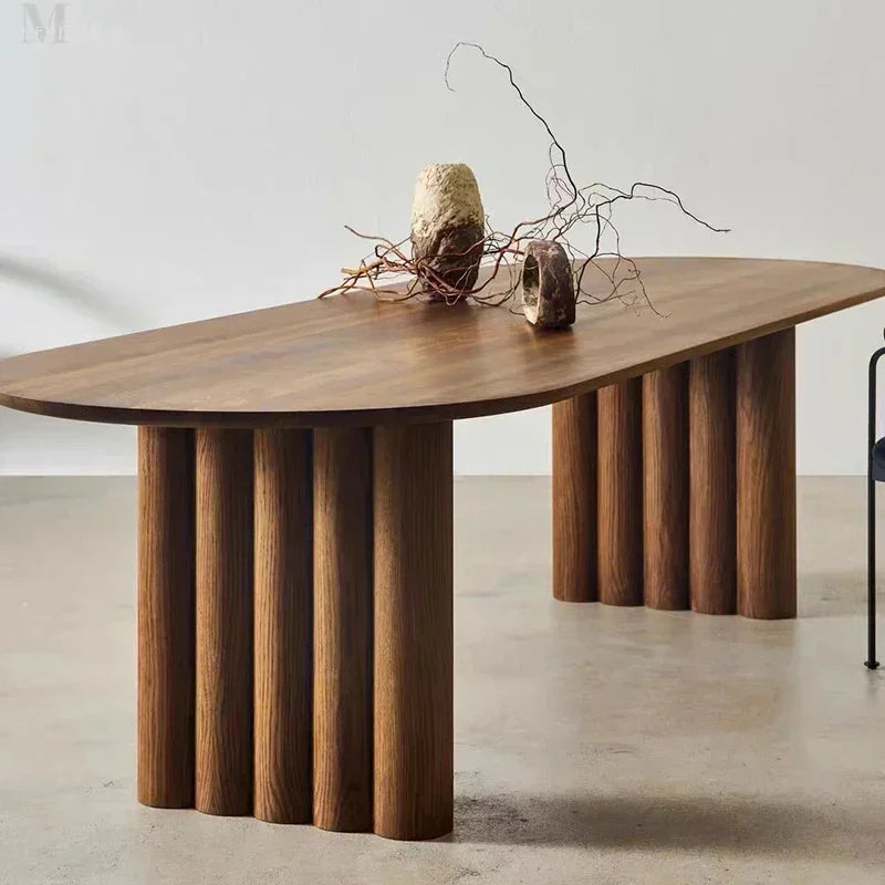 Italian Designer Round Dining Table with Premium Solid Oak Wood Construction