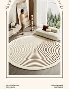 Japanese Style Living Room Decoration Striped Carpet Home Round Anti-slip Mat Thick Washable Lounge Rug Simple Rugs for Bedroom
