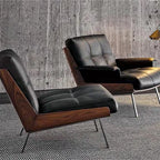 Single leather sofa chair design high-grade backrest bedroom balcony living room leisure chair
