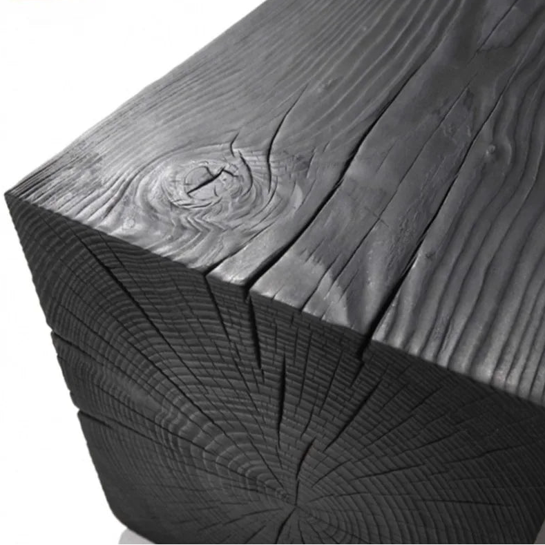 Close-up of a wooden log with visible grain and texture