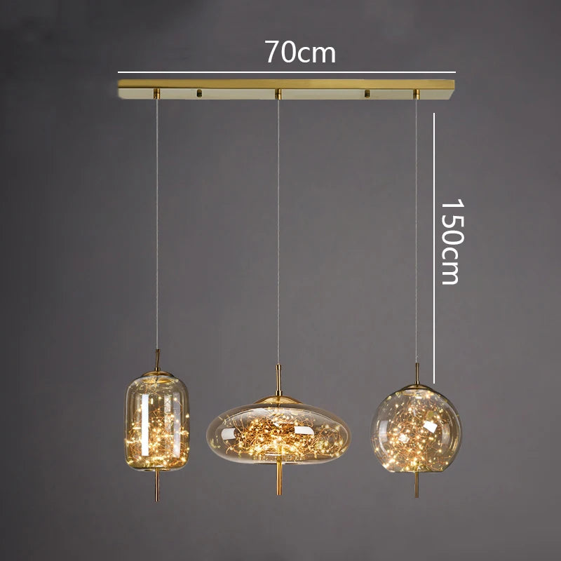 Modern Starry Sky Glass LED Pendant Light – Luxury Hanging Ceiling Lamp