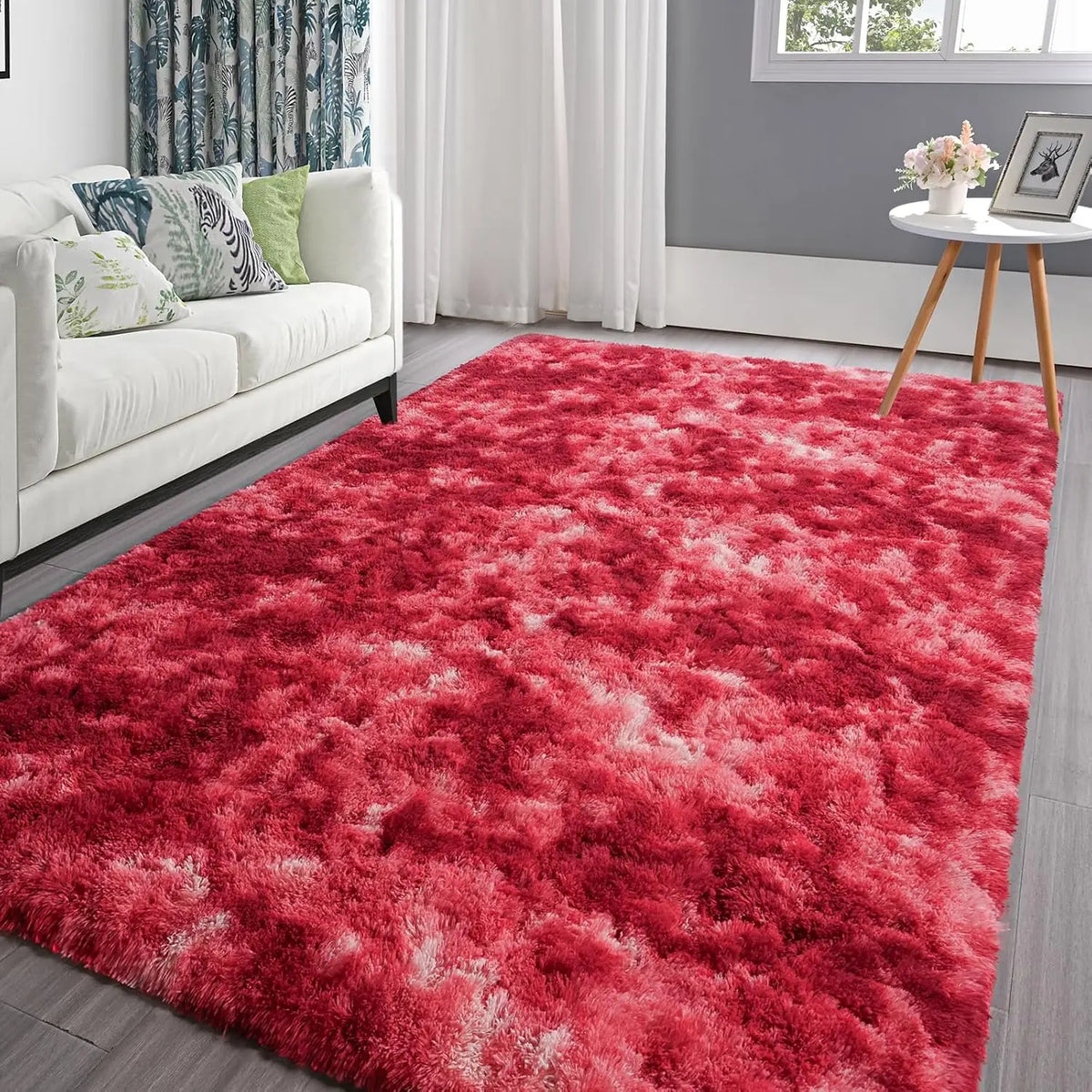 VIKAMA Plush Tie-Dye Carpet Living RoomHome Decor Children's Bedroom Fluffy Carpet Non-Slip Blanket Bedside Design Room Play Mat