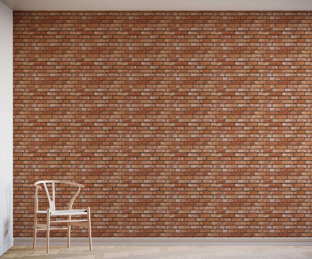 Brick wallpaper with a chair in front