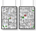 Wall art London | Set of 2 framed travel posters