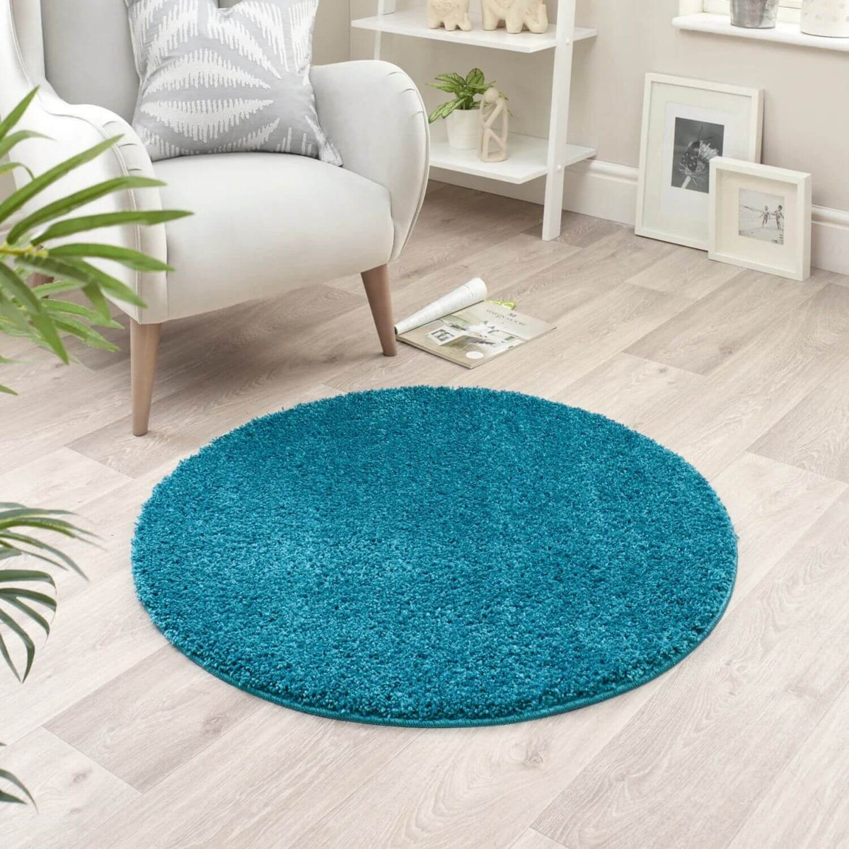 Washable Teal Shaggy Rug