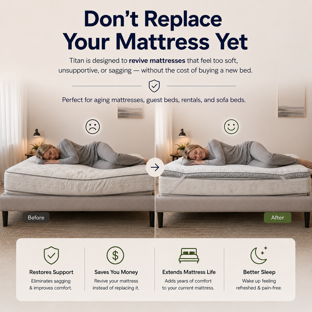 Brightr® Titan Deluxe Mattress Topper | Extra Firm & Firm| 8 cm Reversible | Designed for Soft & Sagging Mattresses