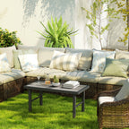 Outsunny Garden Coffee Table with SPC Woodgrain Tabletop