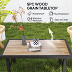 Outsunny Garden Coffee Table with SPC Woodgrain Tabletop
