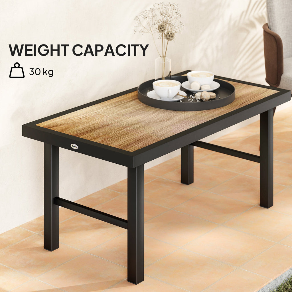 Outsunny Garden Coffee Table with SPC Woodgrain Tabletop