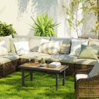 Outsunny Garden Coffee Table with SPC Woodgrain Tabletop