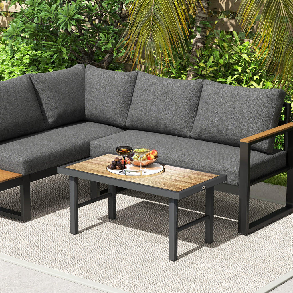 Outsunny Garden Coffee Table with SPC Woodgrain Tabletop