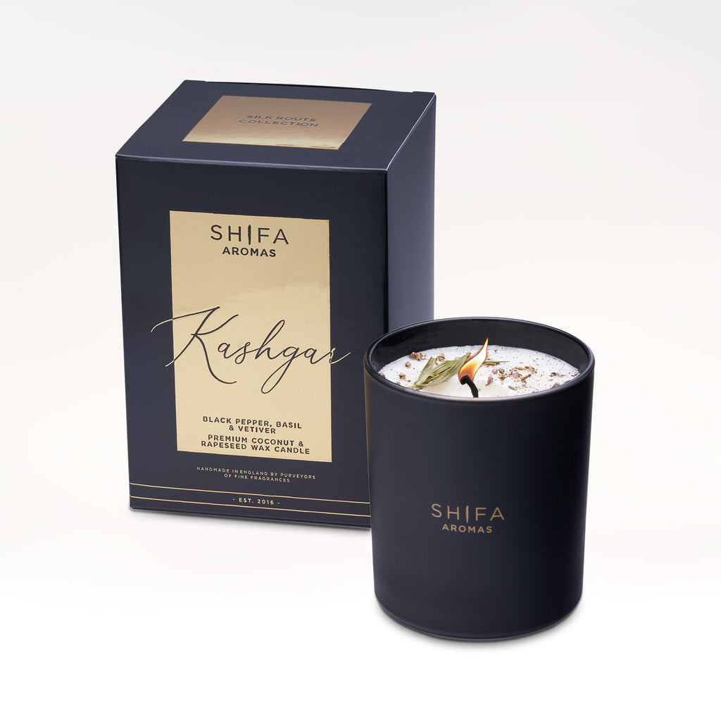 Shifa Aromas candle and packaging on a white background