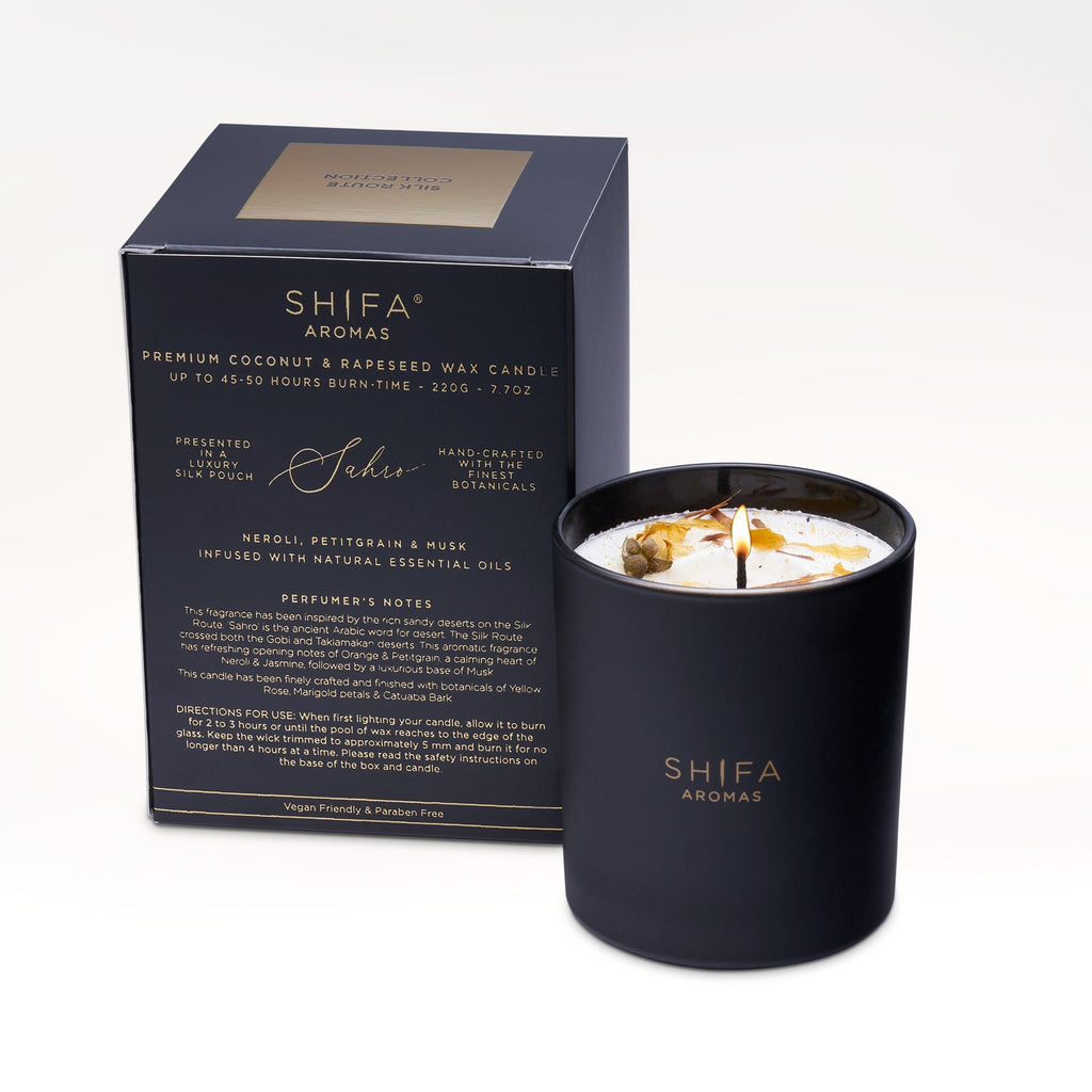 Shifa Aromas candle and packaging on a white background