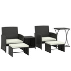 Outsunny 6 Piece Rattan Garden Furniture, Space-Saving Patio Furniture Set with Nesting Tables, Chairs, Stools, Cushions, Black