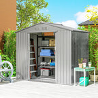 Outsunny 7 x 4ft Lockable Metal Garden Tool Storage Shed Storage - Light Grey