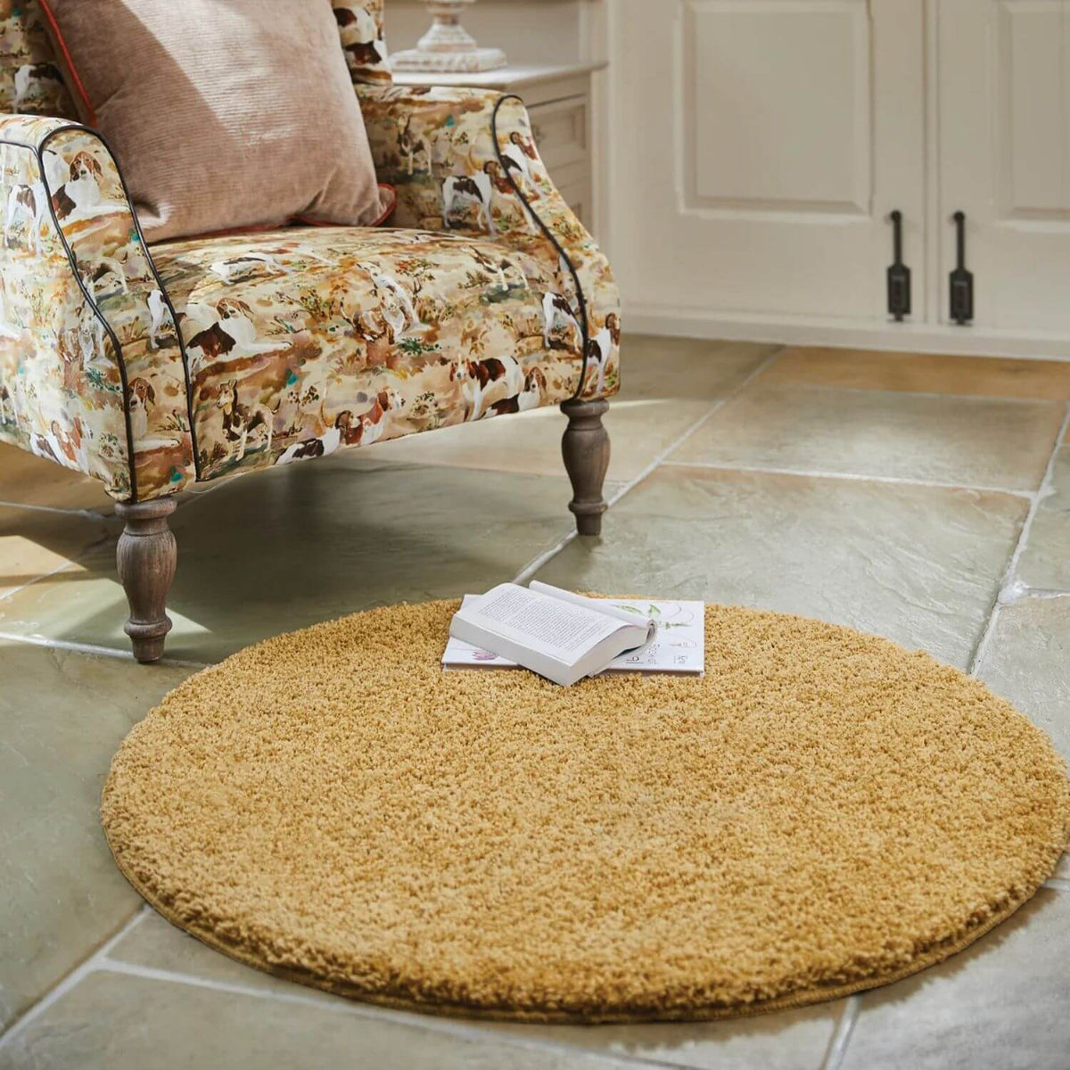 Washable Ochre Shaggy Rug