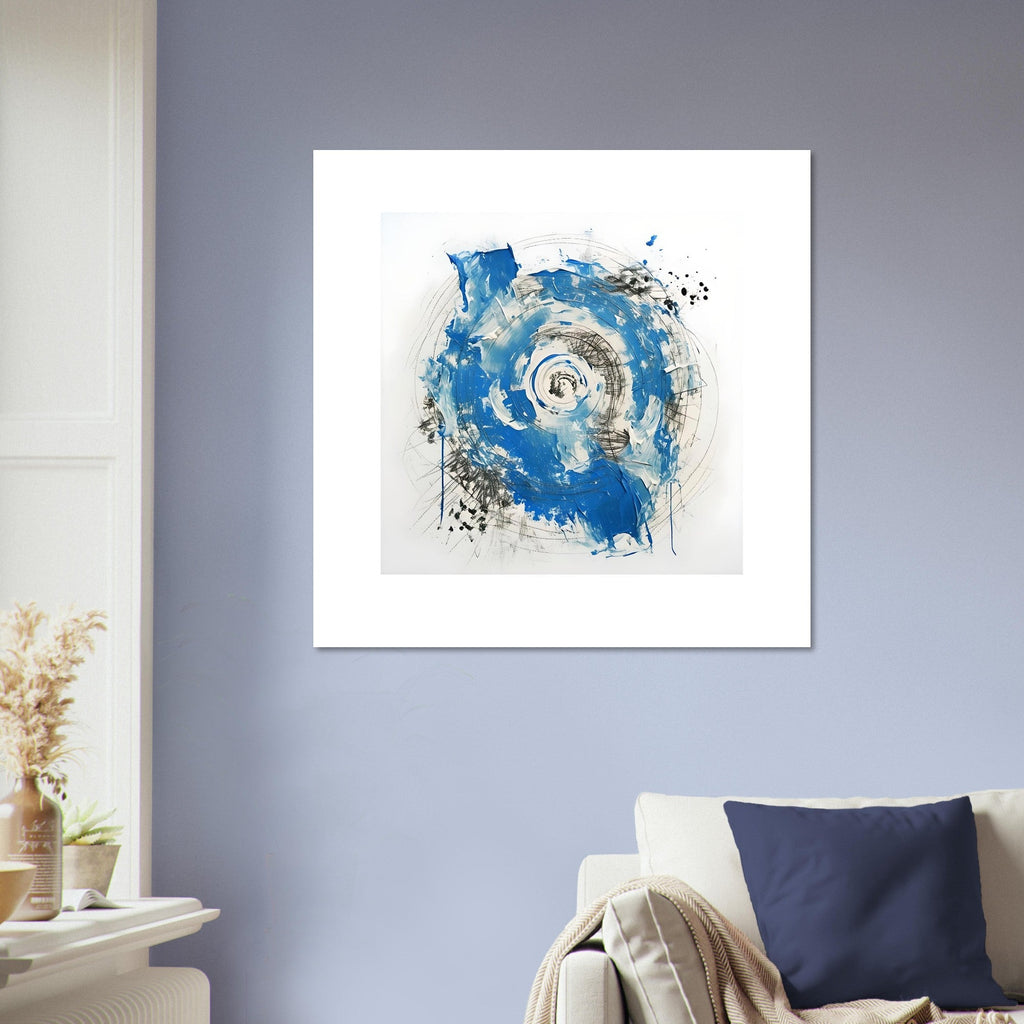 Abstract Blue & White Impasto Art Print