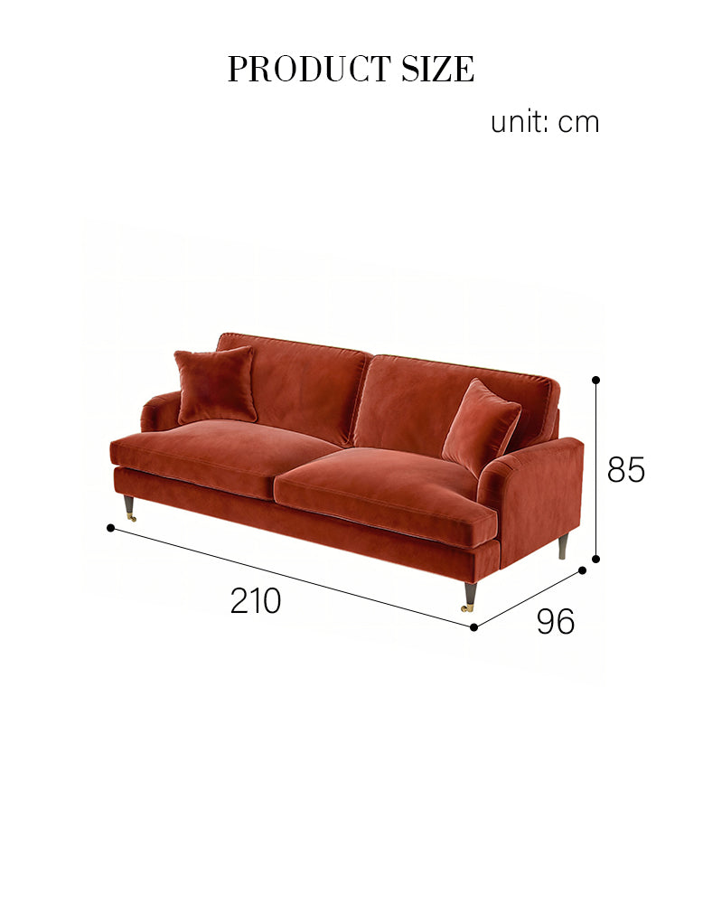 Whelan Two Seater Sofa, Loveseat, Velvet